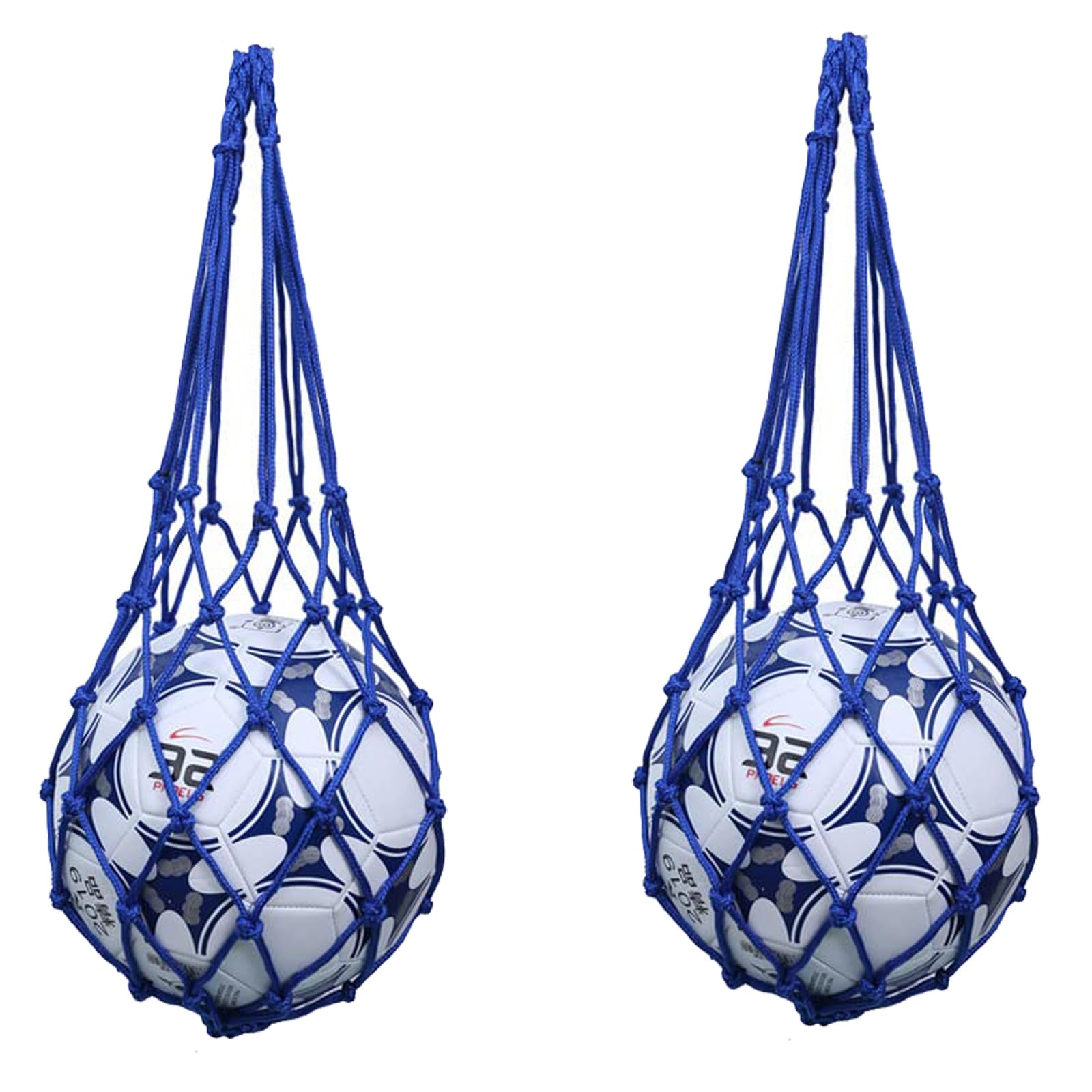 ALLVD 【2個入り】収納 サッカー/バレーボール/バスケットボール用 簡易ボールバッグ 網袋 持ち運び 保管用 (Blue)