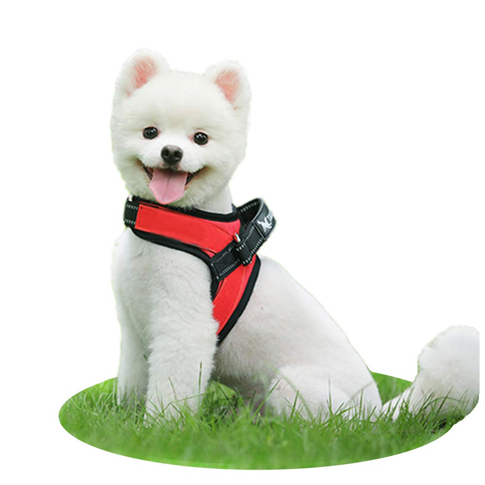 TAIL UP 犬用ハーネス 犬胴輪 オックスフォード製 ソフト 束縛感なし 通気性 調節可能 引っ張り防止 小型犬 中型犬 大型犬 柴犬 秋田犬 散歩/訓練/お出掛 胴輪(XS, レッド)のサムネイル