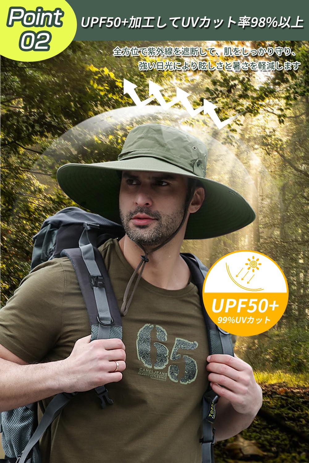 [Pawinpaw] サファリハット メンズ つば広 帽子【メッシュ通気・UPF50+ UVカット・...