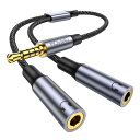 MOSWAG オーディオ分配ケーブル 4極イヤホンジャック 二股 イヤホン 分岐 3.5mmステレオメス×2分岐 3.5mmオスサムスンPS4スイッチタブレット...