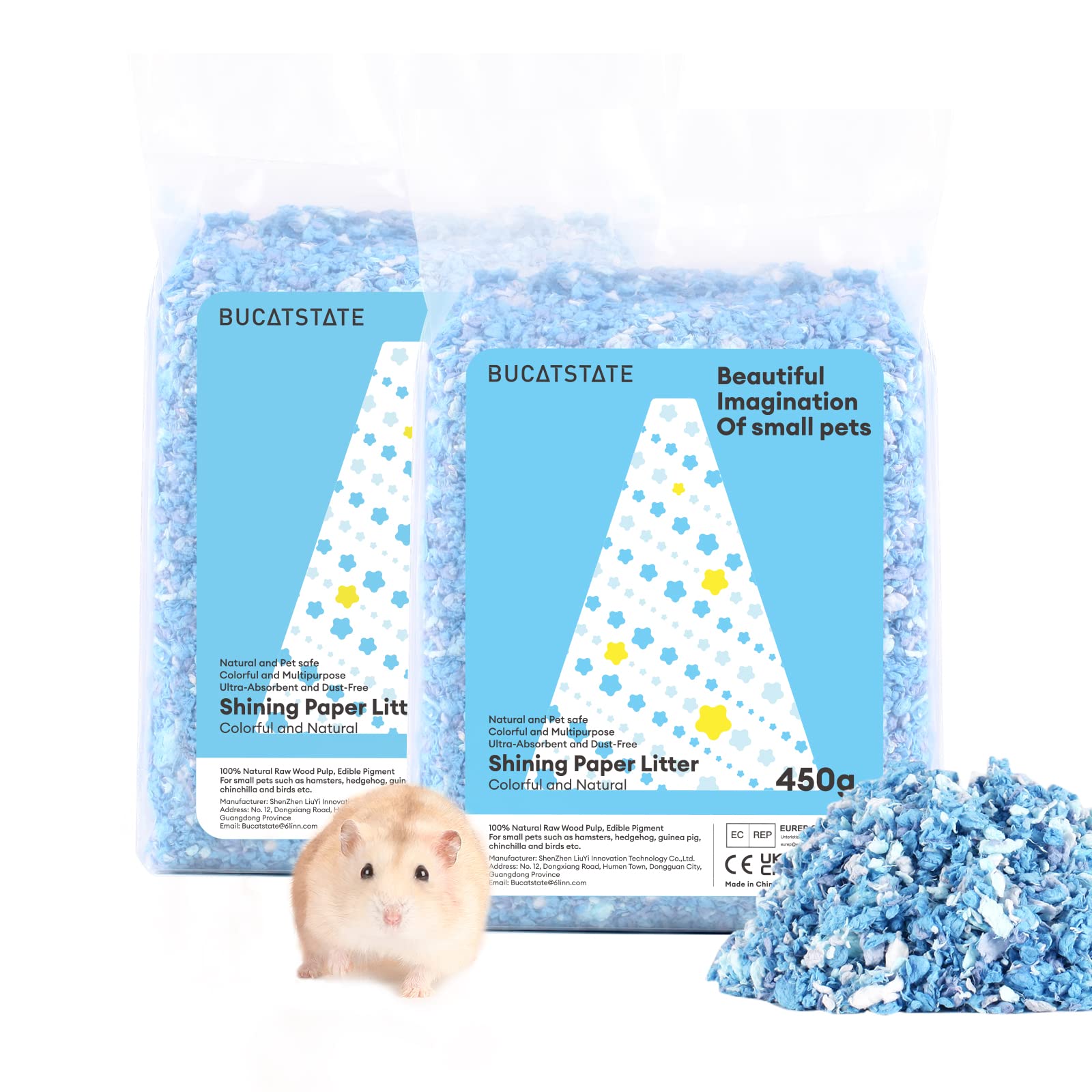 BUCATSTATE ハムスター マット 450g*2 自然素材 ふわふわ 通気性 吸水性 お手入れ簡単 小動物 敷材 床材 450g*2セット 海洋