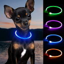 Bpawser 犬首輪 犬光る首輪 犬LED首輪 LED発光首輪 USB充電式 サイズ調節可能 軽量 犬猫用 夜間犬の散歩用 小型犬 40 CM (ブルー)