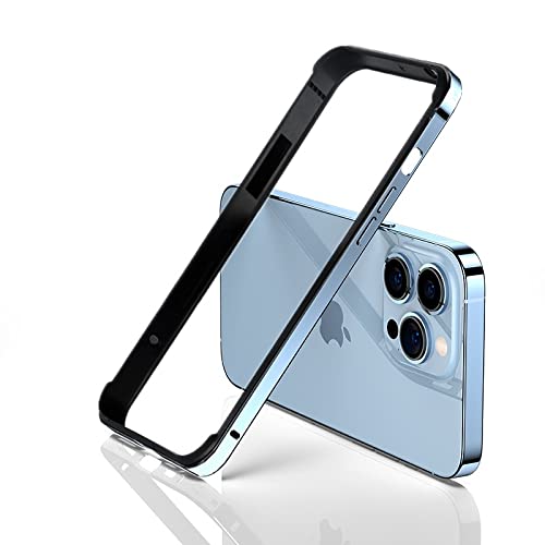 Rakuten - 【YMXPY】iPhone13Pro iPhone13 アルミバンパーケース メタル+シリコンフレーム 二重構造 レンズ保護 軽量 ストラップ穴 耐衝撃 サイドバンパー (iPhone13/13Pro, シエラブルー)