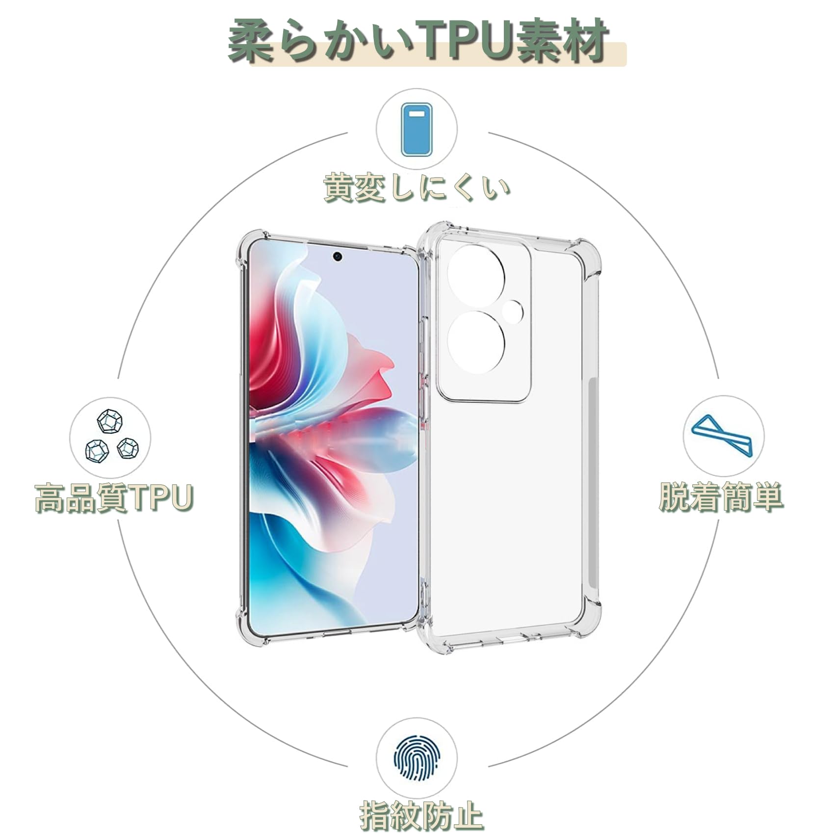 SMPURF ������ OPPO Re1 A �� �Ѿ׷� ���С� ���ȥ�åץۡ��� ���ꥢ �׷�ۼ��ݥ��å���¢ TPU �Х�ѡ� ���ꥢ