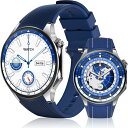 スマートウォッチ 丸型 メンズ 1.43インチAMOLEDディスプレイ 【2種ベルト付き 常時表示】 smart watch Bluetooth5.3通話 音声アシスタント 着信通知 Line アプリ通知 文字盤設定 100種類スポーツモード 天気予報 音楽コントロール コンパス搭載 IP68防水 長持ちバッテリ(2)