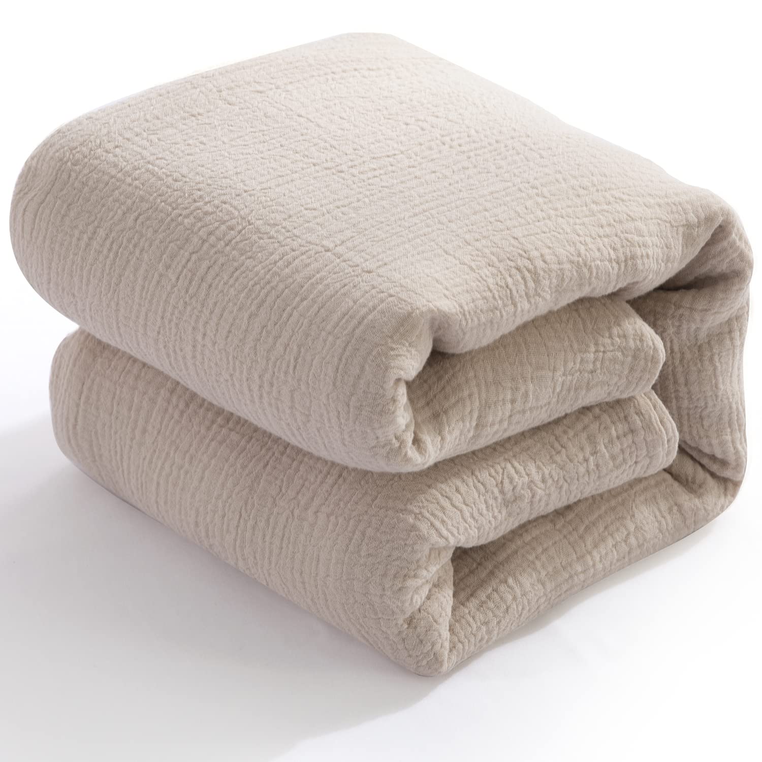 AIFY ガーゼケット 6重ガーゼ シングル 綿100％ 洗える やわらか 夏 肌掛け布団 冷房対策 タオルケット 丸洗いOK 140×190cm ベージュ