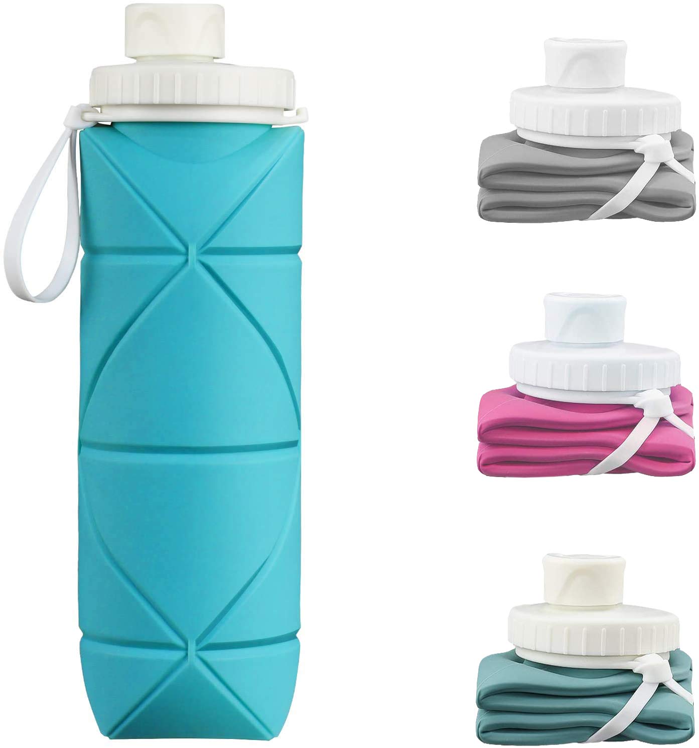 折りたたみ ボトル シリコン折りたたみ式ウォーターボトル 携帯用スポーツ水筒 登山大容量防水/耐熱屋外環境保護ウォーターボトル 自転車登山用漏れ防止 BPAフリー FDA認証食品級シリコン製 折り紙 子供 大人 大容量600ml 超軽量 洗いやすい 軽量 無毒無臭 耐冷耐熱 (タ