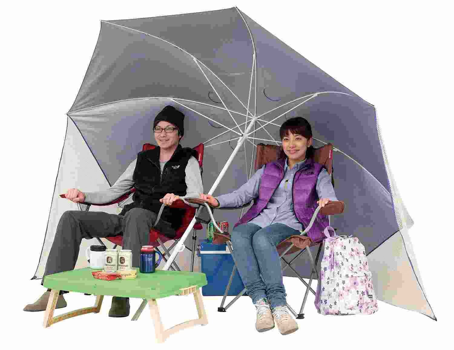 キャプテンスタッグ BBQ 海用 パラソル UVカット ウイング240cm ブルーM-1601