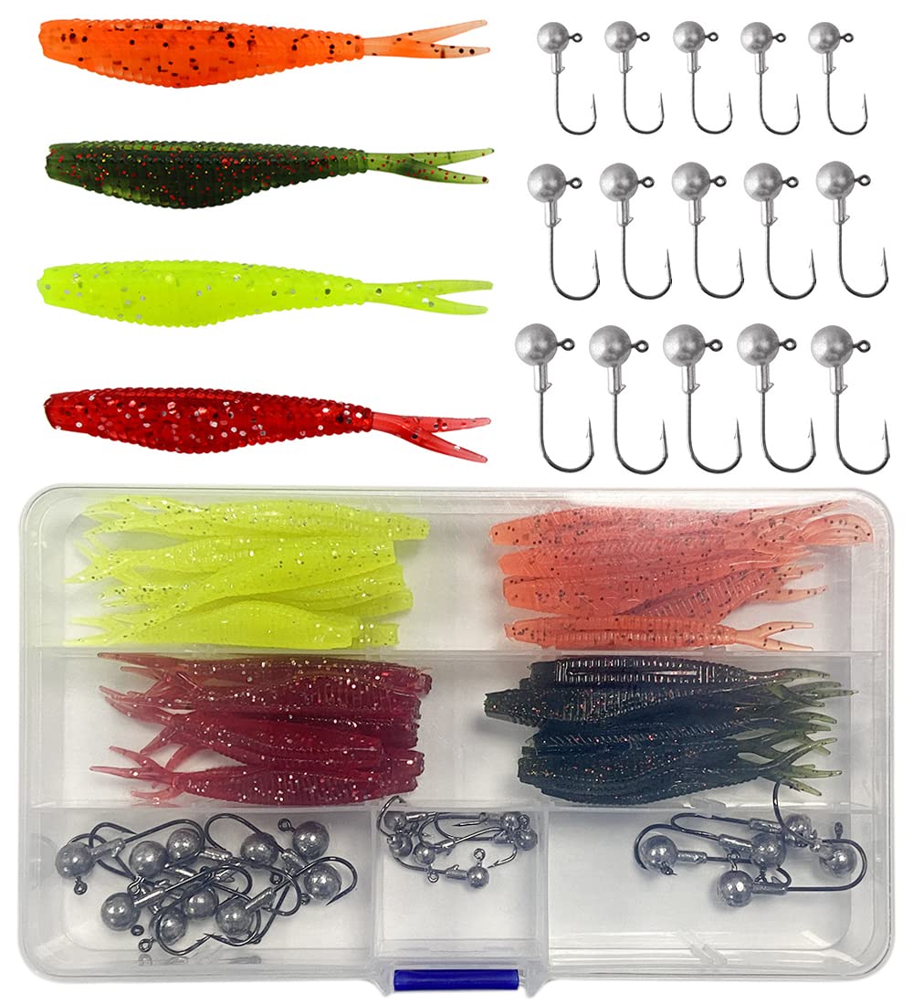 ワーム 55本セット アジング メバリング ソルト ルアー ワーム 6cm 5g ジグヘッド 初心者 釣り ライト..