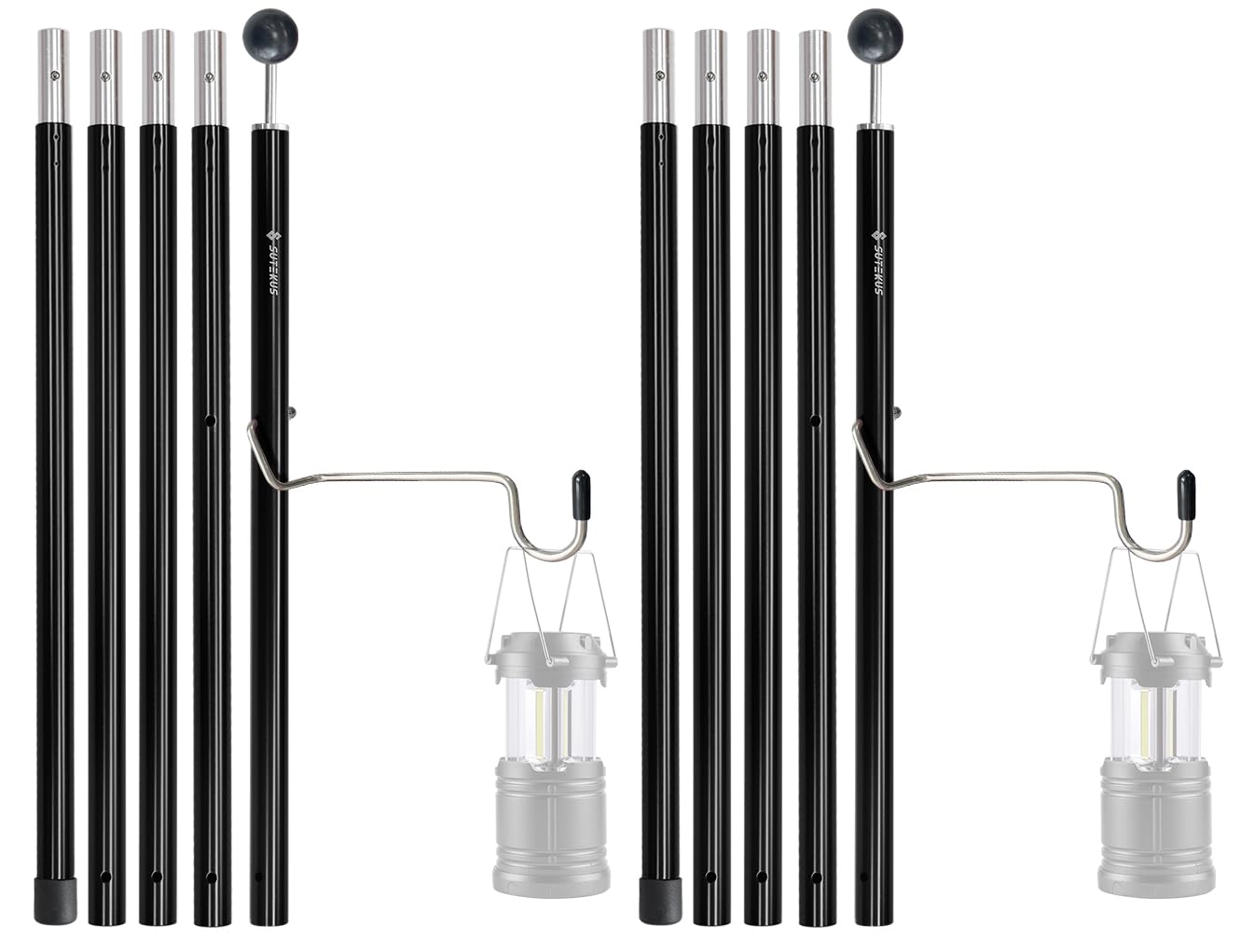 Sutekus アルミ合金製 テントポール メインポール サブポール ランタンハンガー&トップボール付き 19mm..