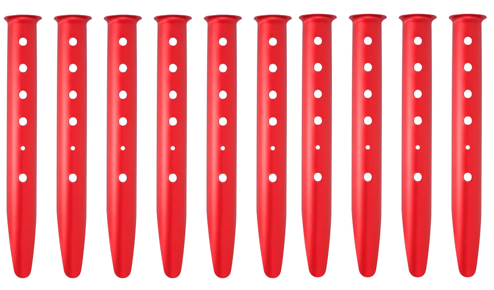 テントペグ U字ペグ スノーペグ アルミ合金 軽量 U型 風に強い 砂地 砂浜 浜辺 雪 ビーチ ドア キャンプ用具 タープ張り 31cm 10本セット (レッド)