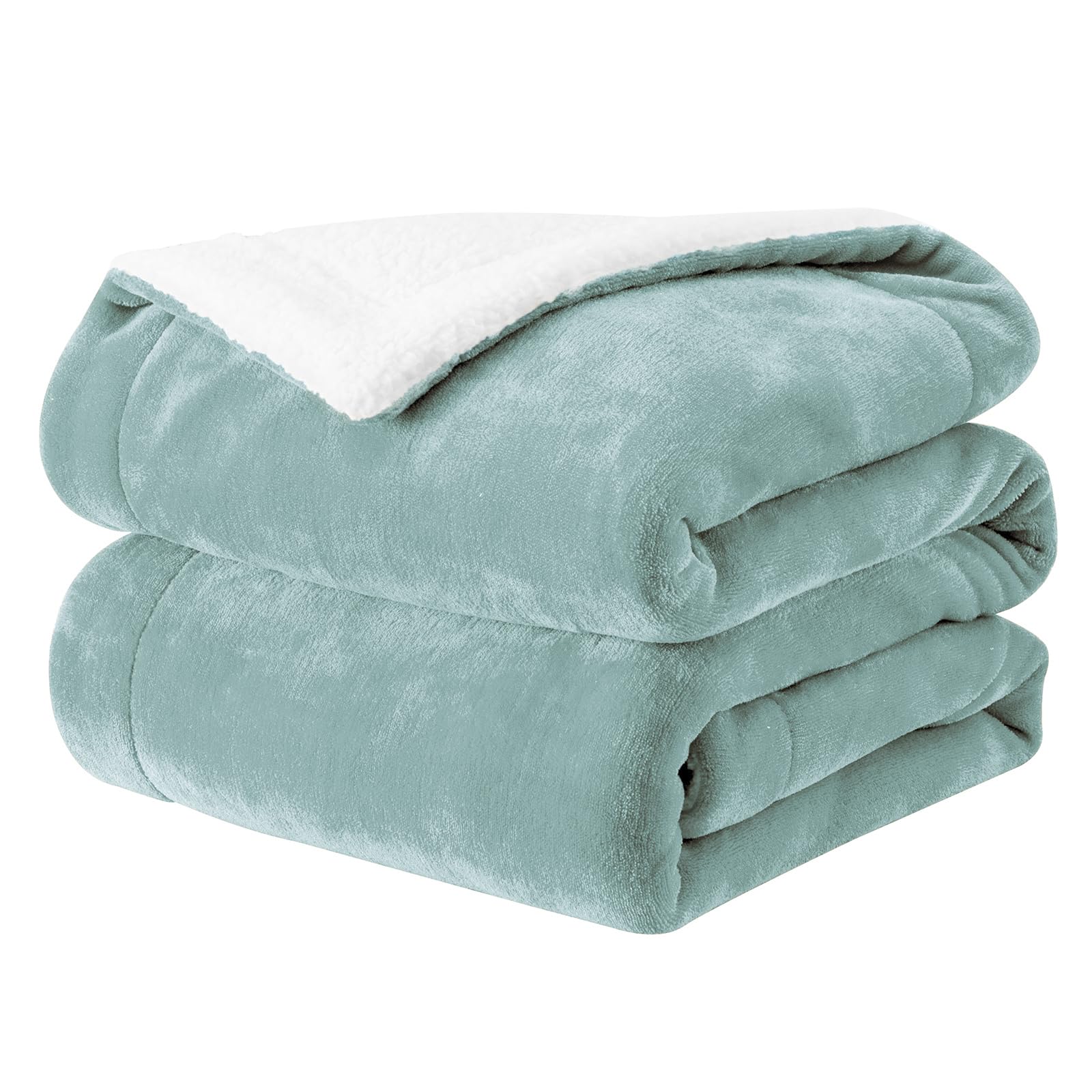 SE 毛布 シングル 厚手 二枚合わせ ブランケット ふわふわ あったか マイクロファイバー フランネルXシープボア 静電気防止 洗える 140X200cm グリーン 「SE Softexly」