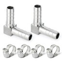 TAILONZ PNEUMATIC 2個90 度 304 は空気ホースの付属品、4のホース留め金が付いている 14mm のホースの棒付属品を投げました