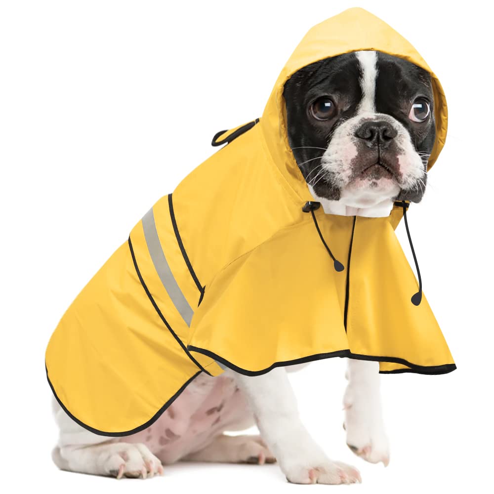 Weesiber 犬レインコート - 防水反射性ペットレインコート調節可能犬用ポンチョ、梅雨対策防雪 防風 通気 軽量 散歩用 帽子付 犬服 小型犬、中型犬、大...