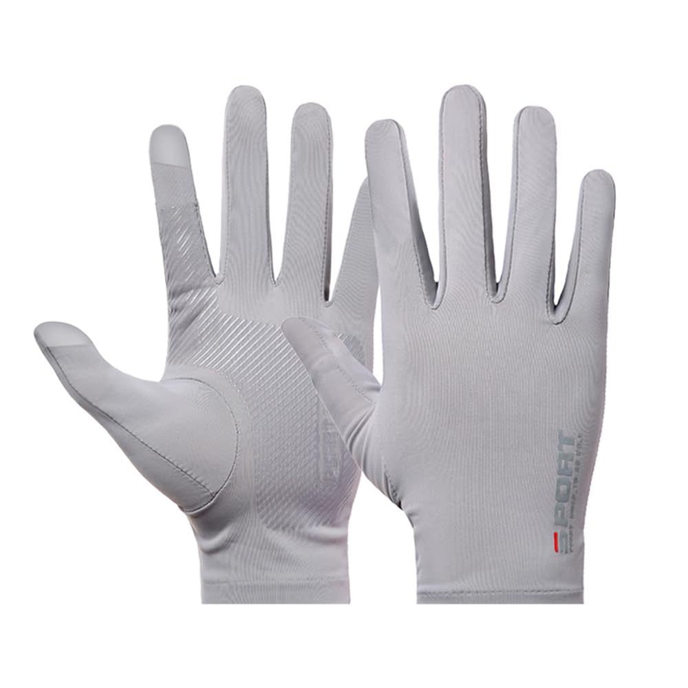 [PIROXIS] メンズグローブ 夏用 UVカット手袋 冷感 グローブ 薄型【夏に相応しい冷感素材・紫外線対策・タッチパネル対応】通気速乾 滑り止め加工 UV手袋 日焼け防止手袋 日よけ手袋 滑り止め付け 自転車・釣り・登山・ドライブ (グレー)