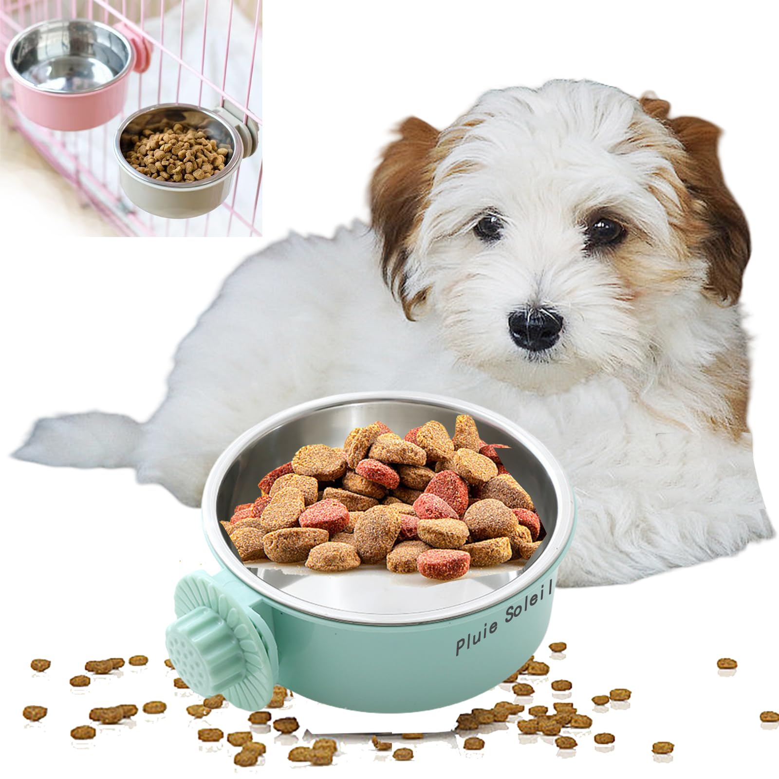 PluieSoleil犬 餌入れ 猫 水飲み皿 犬 餌入れ 犬 フードボウル ペット水飲み器 二合です固定式を厚くします 転倒防止です 弔り下げ可能です 調節可能で洗いやすいです 簡単にインストールできます（?M)