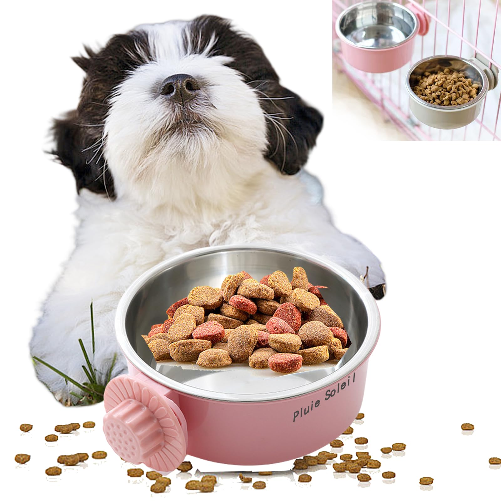 PluieSoleil犬 餌入れ 猫 水飲み皿 犬 餌入れ 犬 フードボウル ペット水飲み器 二合です固定式を厚くします 転倒防止です 弔り下げ可能です 調節可能で洗いやすいです 簡単にインストールできます(粉S)