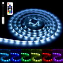 Dalugo LEDテープライト 防水 テープライト USB式 5m 150LED RGB 高輝度 ストリップライト LED テレビバックライト LEDテープ 間接照明 リモコン 調光調色 両面テープ付き 切断可能 取付簡単 IP65防水 屋外 室内 リビングルーム 寝室 装飾用LED テープ ライト (5m 150LE