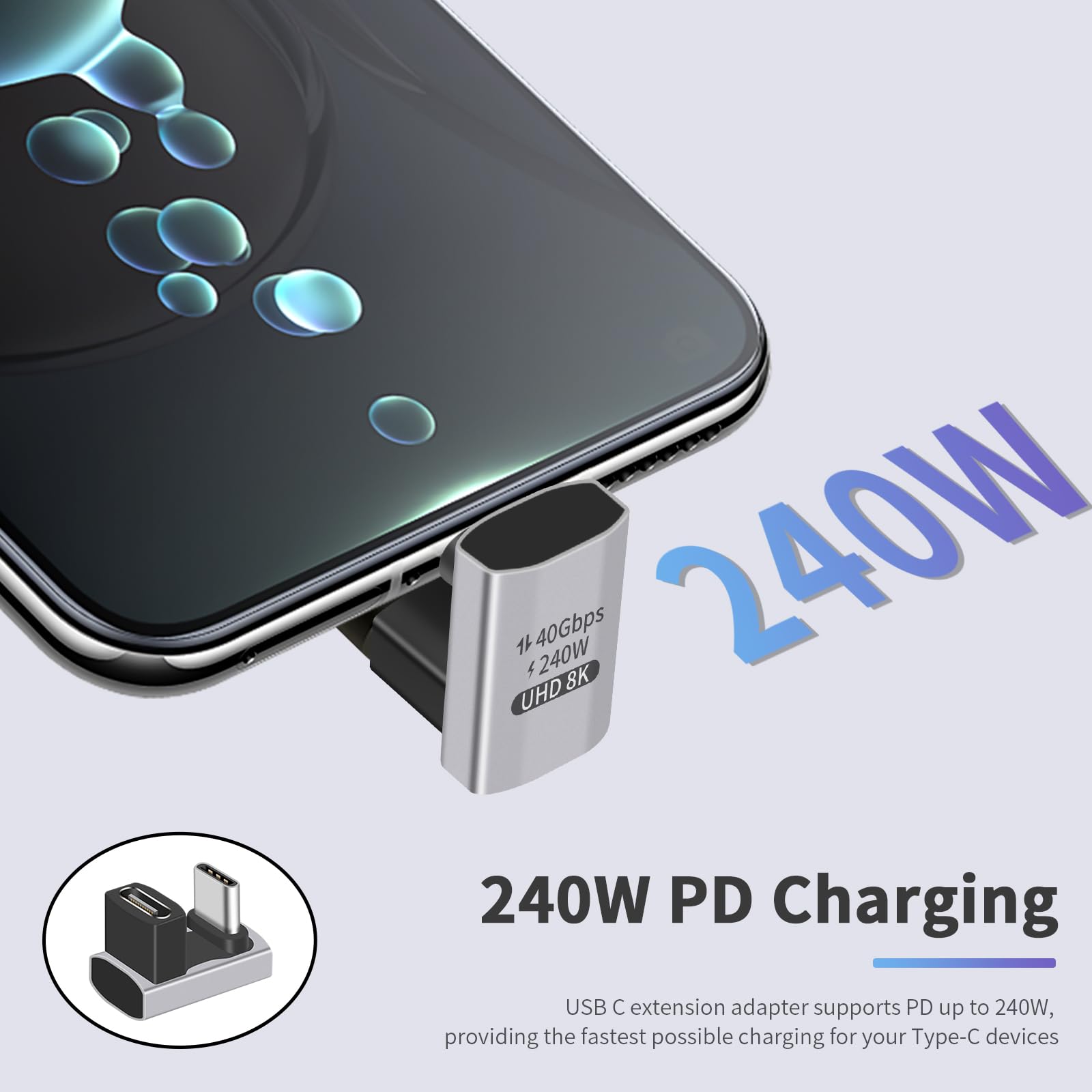 Duttek USB C変換アダプタU字, USB-C 変換 アダプタ、240W PD急速充電U字型USB Cア...