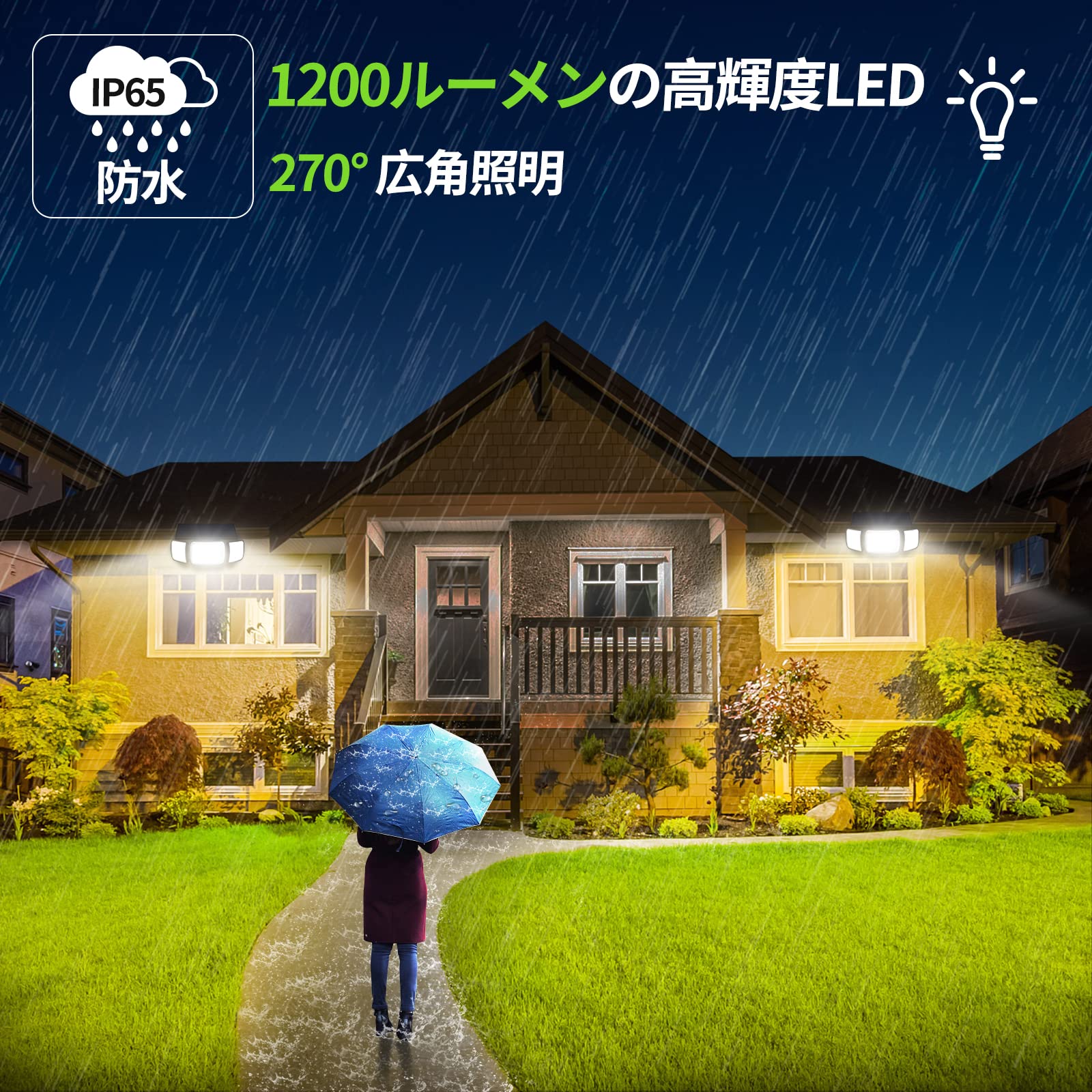 intelamp センサーライト 屋外 ソーラーライト 防水 6000mAh大容量電池 人感センサー 270°照明範囲 ガーデンライト 高輝度 1200ルーメン 防犯 灯 壁掛け/庭先/表玄関/駐車場/停電時適用 地震 津波 台風 防災対応 thrsparkle-10054344 THRSparkle サンプル画像2