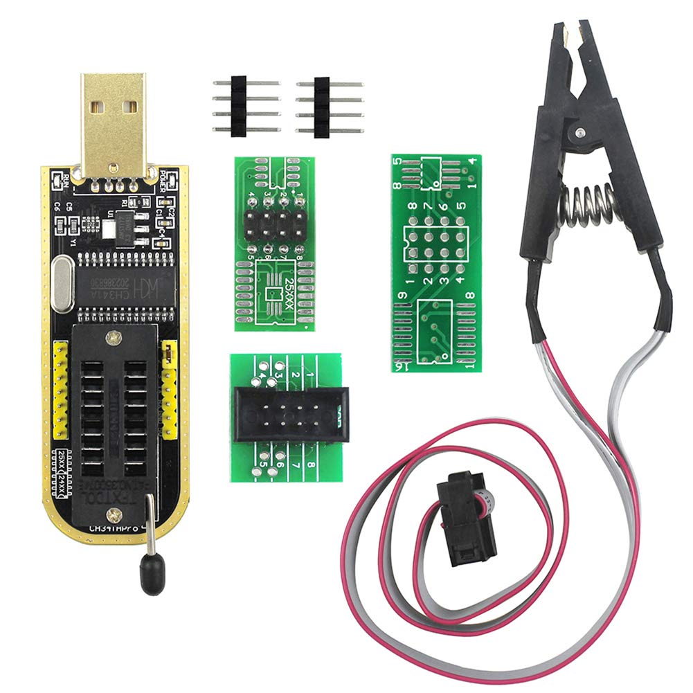 KeeYees CH341A ROMライター SPI Flashライター 24 25シリーズ EEPROM BIOS プログラマー USB-TTLコンバータ + SOP8 ICテストクリップ 8ピン