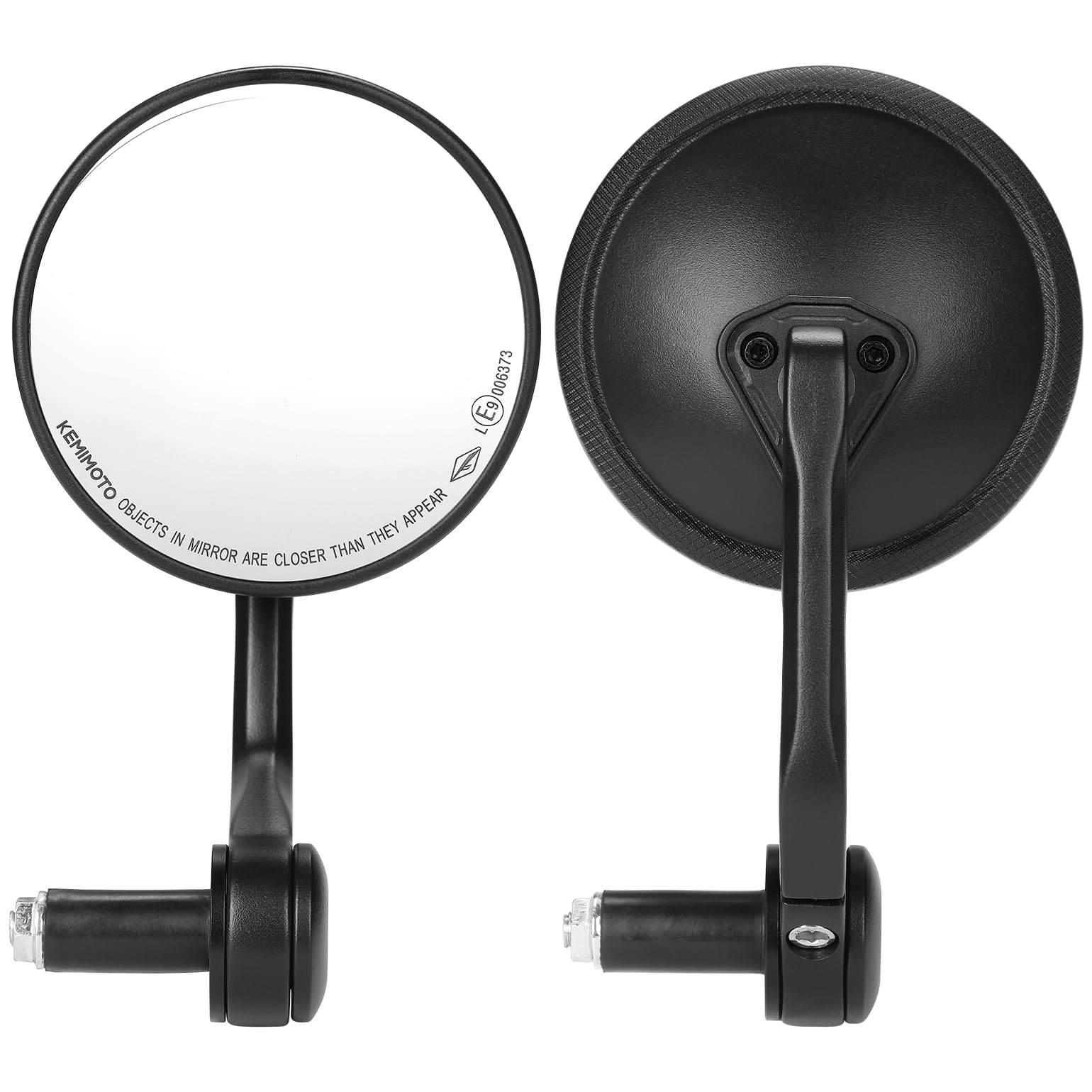 KEMIMOTO バイク バーエンドミラー 車検対応 バイクミラー 丸型 左右セット ハンドル径16.5-22mm対応 ..