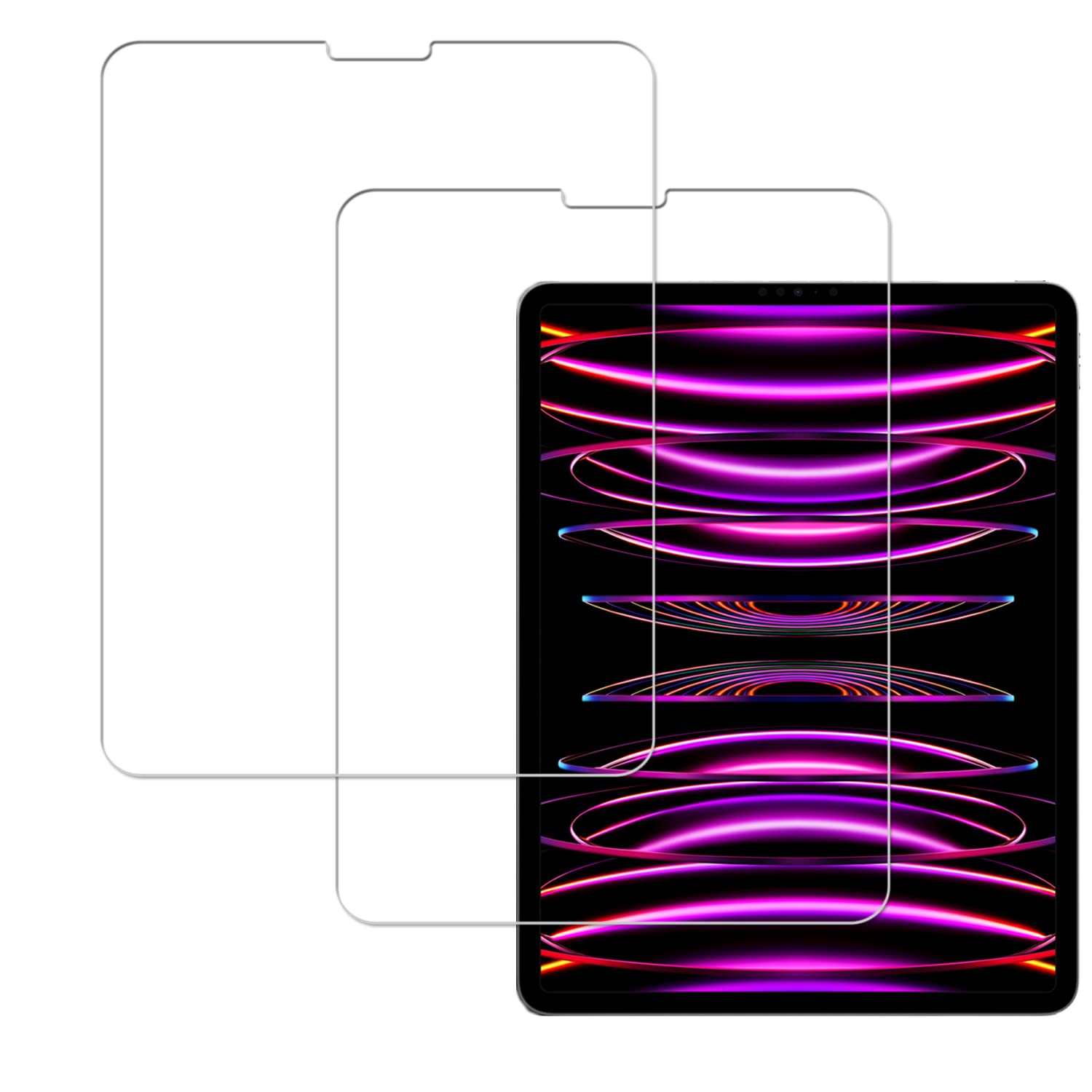 【2枚セット】KPNS 日本素材製 強化ガラスiPad Pro 12.9インチ iPad Pro 12.9 第6世代 M2 2022 、iPad Pro 12.9 2021第5世代、 iPad Pro 12.9 2020 第4世代、 iPad Pro 12.9第3世代 2018 用 ガラスフィルム 強化ガラス カバー 保護フィルム