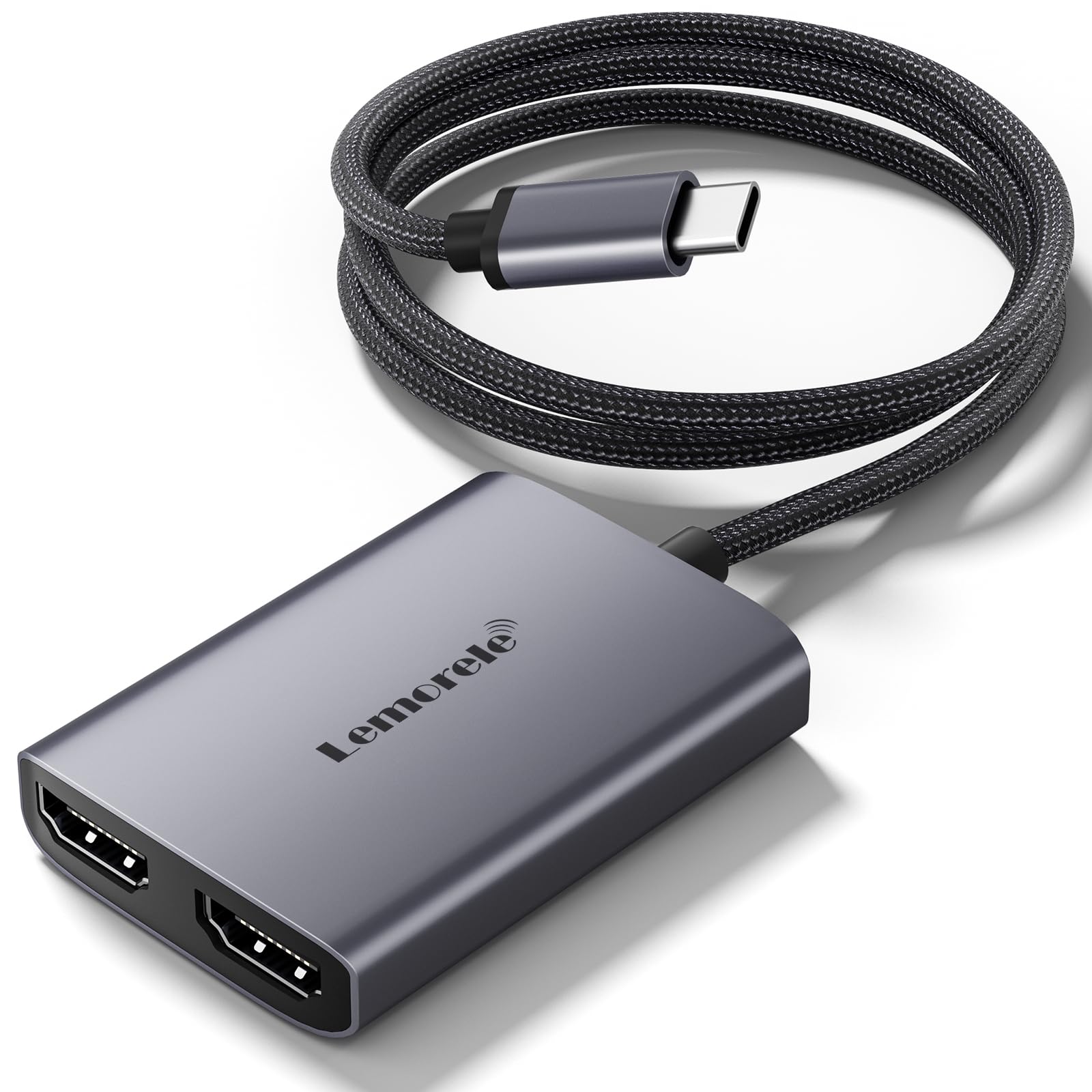USB C デュアル HDMI 変換アダプタ hdmi2つ TypeC Dual hdmi 拡張 4K マルチhdmi ディスプレイ複数画面出力 MacOS MST hdmi 2画面 拡張 hdmiデュアルモニター 拡張モード usb c hdmi変換ハブMacBook Pro Air DELL/HP/富士通 対応アルミ合金筐体 60CMケーブル（グレー）のサムネイル