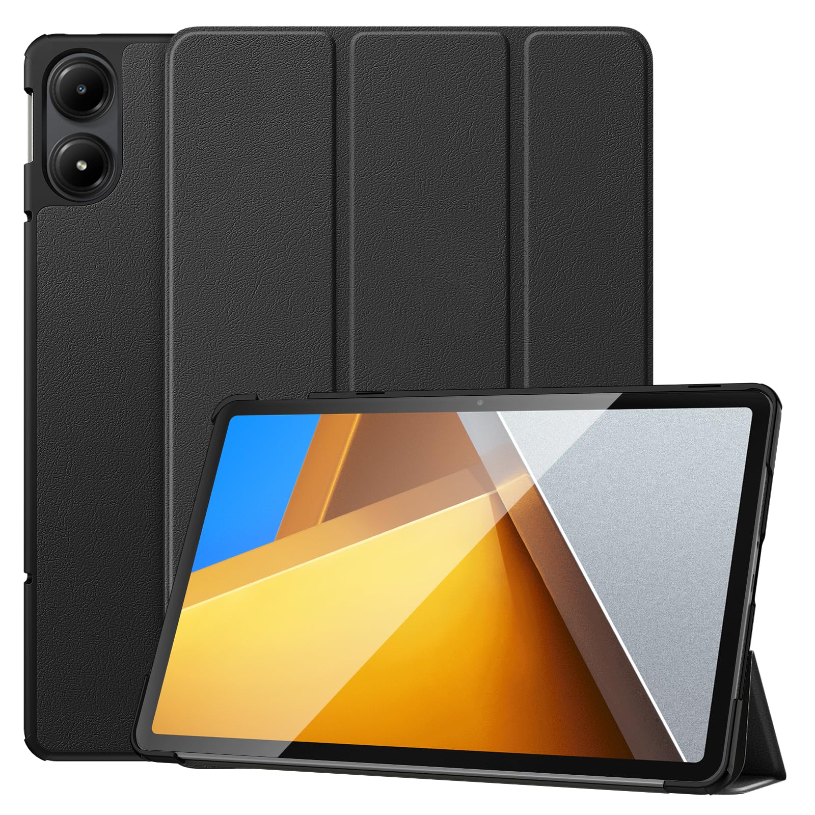 MoKo Xiaomi POCO Pad/Redmi Pad Pro ケース POCO Pad 12.1インチ 保護ケース 手帳型保護カバー スタンドケース オートスリープ対応 PC+PU製 軽量 汚れ防止/耐衝撃 Black
