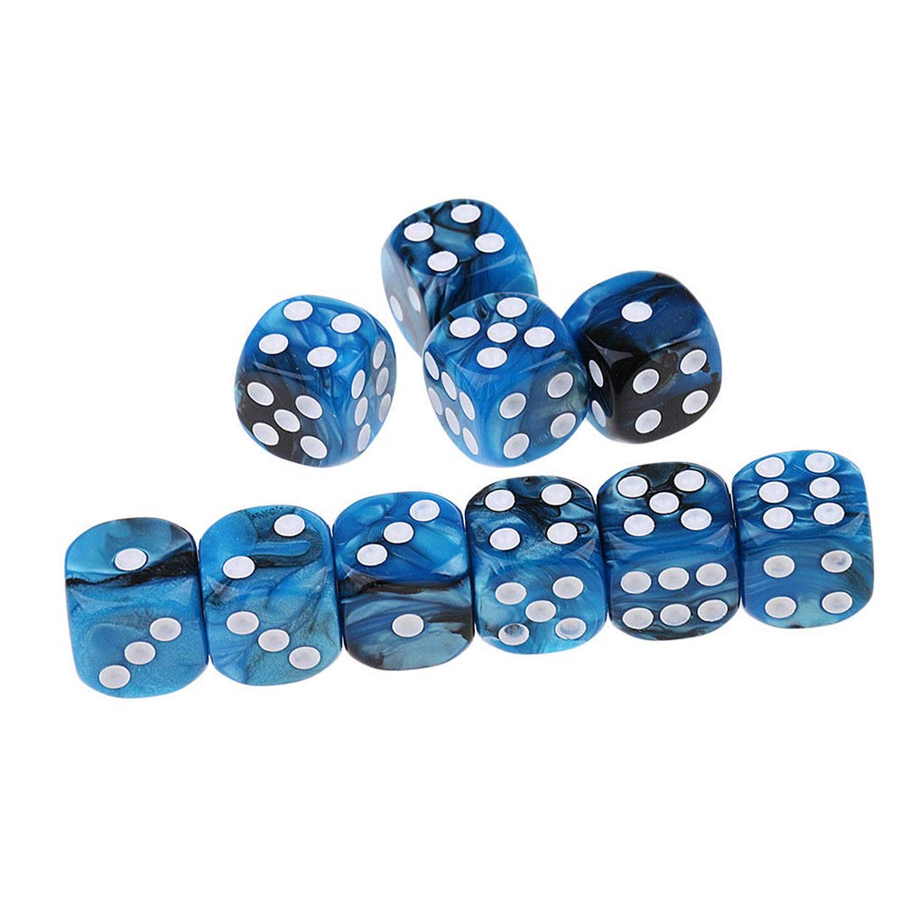 Yourandoll 10個 多面体ダイス D6サイコロ 6面ダイス16mm Dungeons and Dragons 、DND、 TRPG、 MTGなどテーブルゲーム用 (ブルー ブラック) 3
