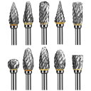 YWHWLX 超硬バー リューター ビット 10種類(3mm 軸 刃幅6mm) タングステンバー ミニルーター ビット 超硬ドリルビット 超硬カッター 木工 穴...