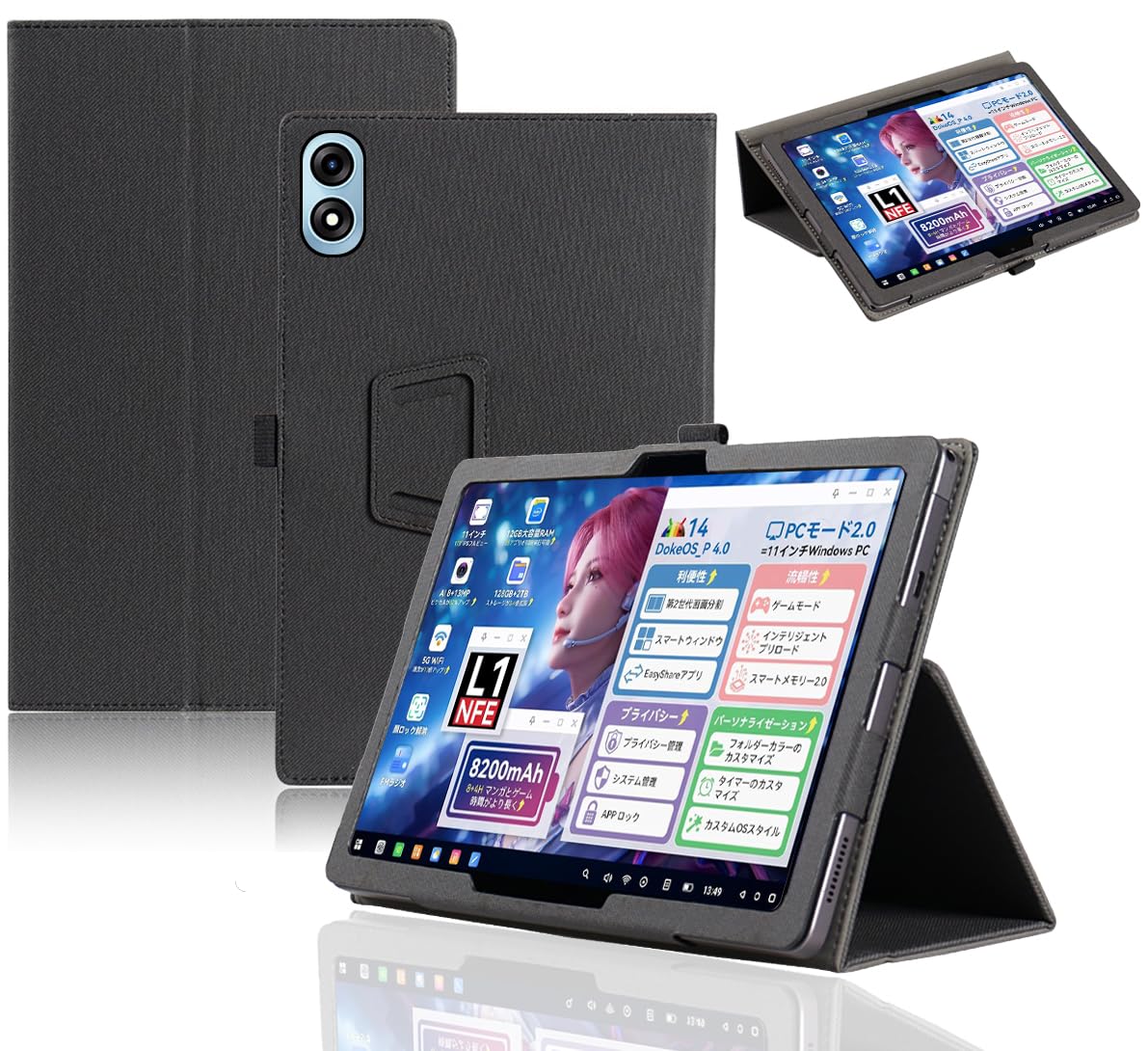 For Blackview Tab90 WIFI/Tab9 WiFi ケース 保護ケース【ZENGZOUZ】角度調整 カバー 軽量 磁気吸引 ペン収納可能 擦り傷防止 全面保護型 耐衝撃保護ケース Blackview Tab90 WIFI/Tab9 WiFi カバー (ブラック)
