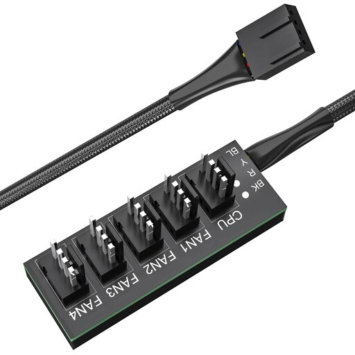 ファンケーブル 分岐 PWM 1-5分岐 3ピンと4ピンのファン対応 45cm wuernine PC ケース 冷却ファン クーラーファン 増設用 編組ケーブル ファンケーブル 分岐 PWM 1-5分岐 3ピンと4ピンのファン対応 45cm wuernine PC ケース 冷却ファン クーラーファン 増設用 編組ケーブル