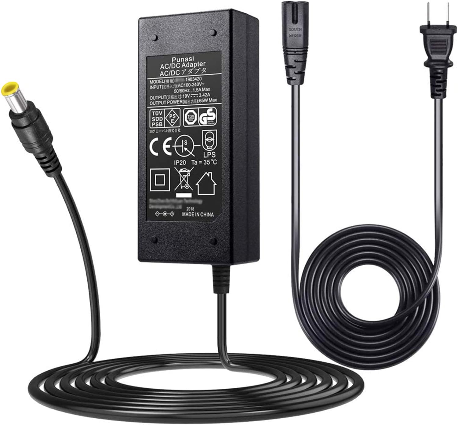 Blu Ray Drive - Punasi PSE認証 LG用のAC/DCアダプター 19V 3.42A 65W 19/20/22/23/24/27インチモニター対応 互換ACアダプター HDTV交換用電源 チャージャー用ACアダプター 27GL850-B 22MP48HQ-P 27UK650W lgモニター交換のアダプター 19v acアダプター