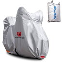 Rosefray バイクカバー 6L-BOX 210D 厚手 255cmまで対応 スマートサイズ 高機能 撥水 UVカット 大型 車体カバー 耐候性 収納袋付き(シルバー)