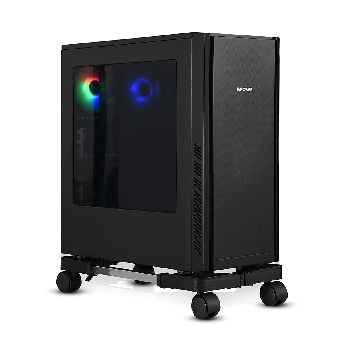 RAYLOVE CPUスタンド、調整可能なリムーバブルコンピュータメインフレームストレージラック 4つのキャ..