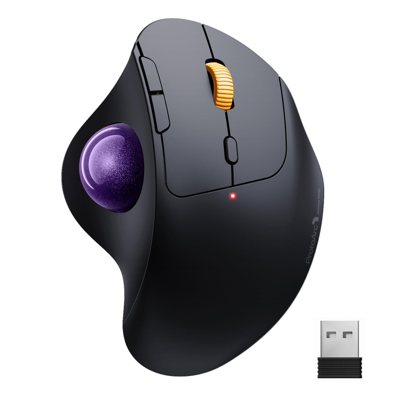 ProtoArc トラックボールマウス Bluetooth/2.4GHz両対応 3台同時接続 無線 マウス トラックボール 静音 親指 Type-C充電式 大容量バッテリー内蔵 5段階DPI調節可能 トラックボール 進む/戻るボタン搭載 Windows/Mac/iOS/Android対応(深紫) 【2024新登場】