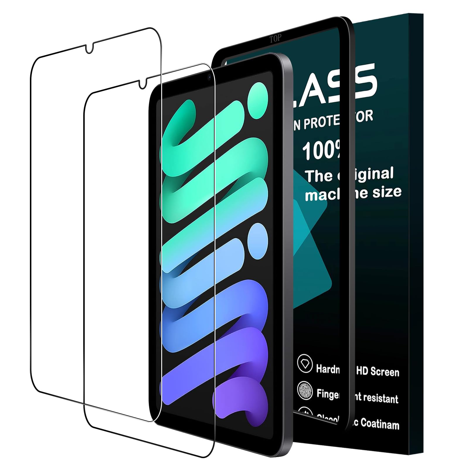 seninhi iPad mini 7 / iPad mini 6 ガラスフィルム 【2枚セット ガイド枠付き】 対応 iPad mini（A17 Pro）2024用 フィルム iPad mini (第6世代) 保護フィルム iPad mini (第7世代) 強化 ガラス 国産旭硝子素材製 飛散防止 9H硬度 高透過率 指紋防止 さらさら キズ防止