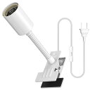 Pispoer 電球ソケット E26、クリップライトソケット、植物育成ライトに適しています、スイッチ付き 1.65 メートルのコード、ネックチューブの長さ 13.5 CM (白)