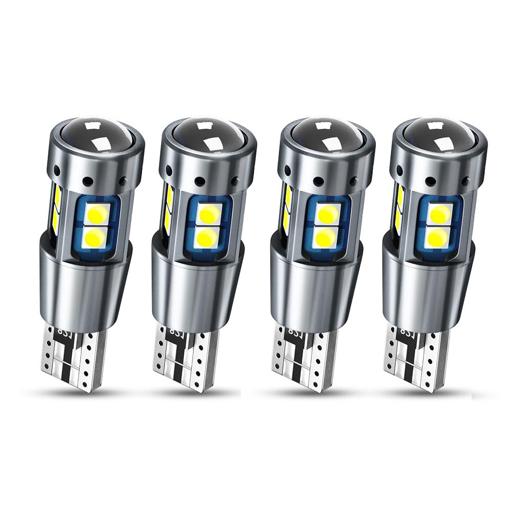 Nanpoku T10 LED ホワイト 爆光 12V 24V ポジションランプ ルームランプ CANBUS キャンセラー内蔵 無極性 レンズ付き 3030 SMD 10連2.4W 白 車検対応 (4個セット)