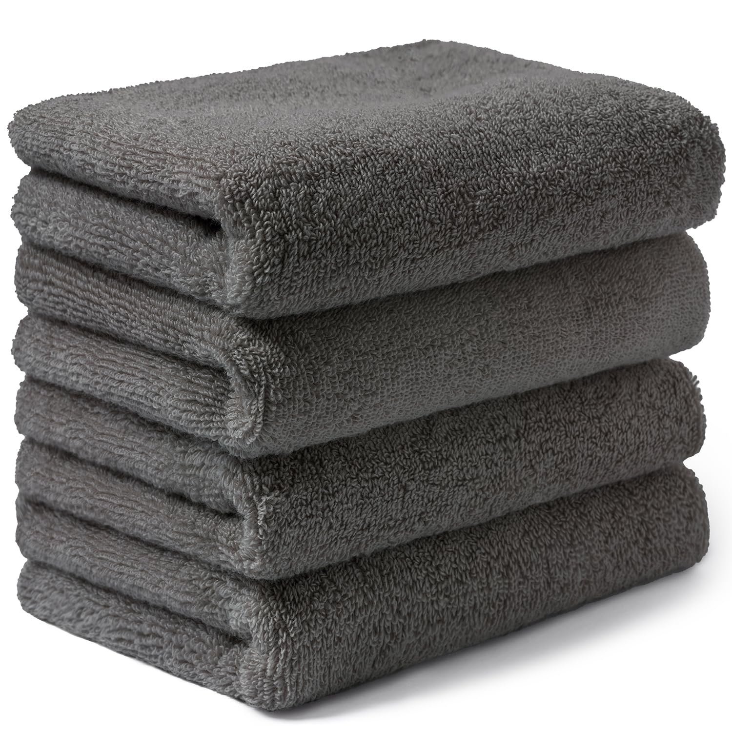AIFY フェイスタオル 大判 ホテル仕様 ふかふか やわらか 柔らか肌触り 高速吸水 綿100% 耐久性 毛羽落ち少ない 4枚セット 40×100cm グレー