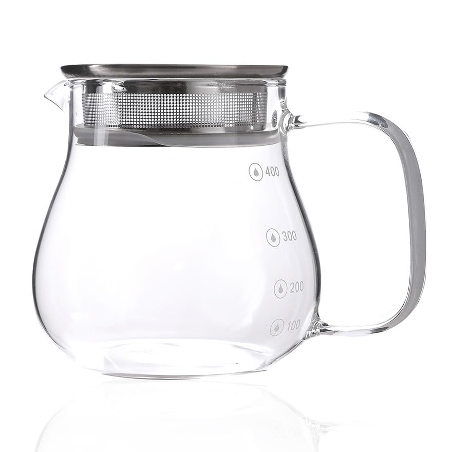 Desirable ジャンピングリーフポット 急須 直火 目盛付き 耐熱ガラス 電子レンジ 食洗器対応 コーヒーサーバー (ティーポット 460ml)