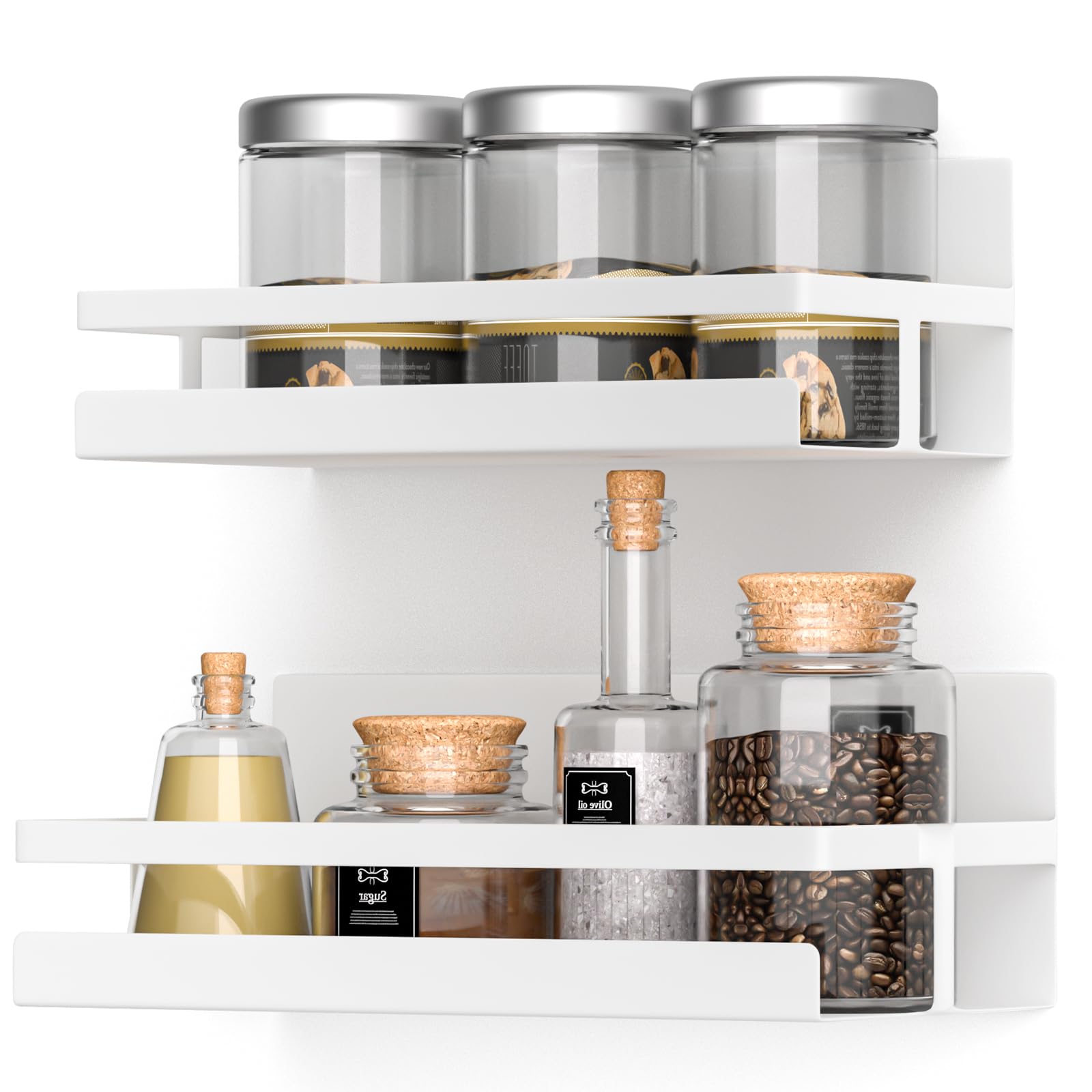 Goowin 調味料ラック マグネット 2個セット キッチン 収納 ラック スパイスラック 洗濯機 棚 ホワイト