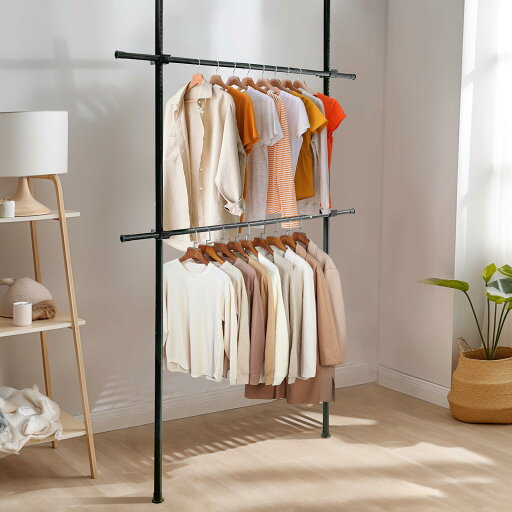 IMIEE ハンガーラック 突っ張り ツッパリハンガーラック 突っ張りハンガーラック 洋服ラック ハンガー ラック 服掛け 2段 縦横伸縮 頑丈 洗濯物干し 室内 スリム 部屋干し ラック 大容量 ワイドタイプ 衣類収納 省スペース 組立かんたん 工具不要 耐荷重90kg 横100-180c IMIEE ハンガーラック 突っ張り ツッパリハンガーラック 突っ張りハンガーラック 洋服ラック ハンガー ラック 服掛け 2段 縦横伸縮 頑丈 洗濯物干し 室内 スリム 部屋干し ラック 大容量 ワイドタイプ 衣類収納 省スペース 組立かんたん 工具不要 耐荷重90kg 横100-180c