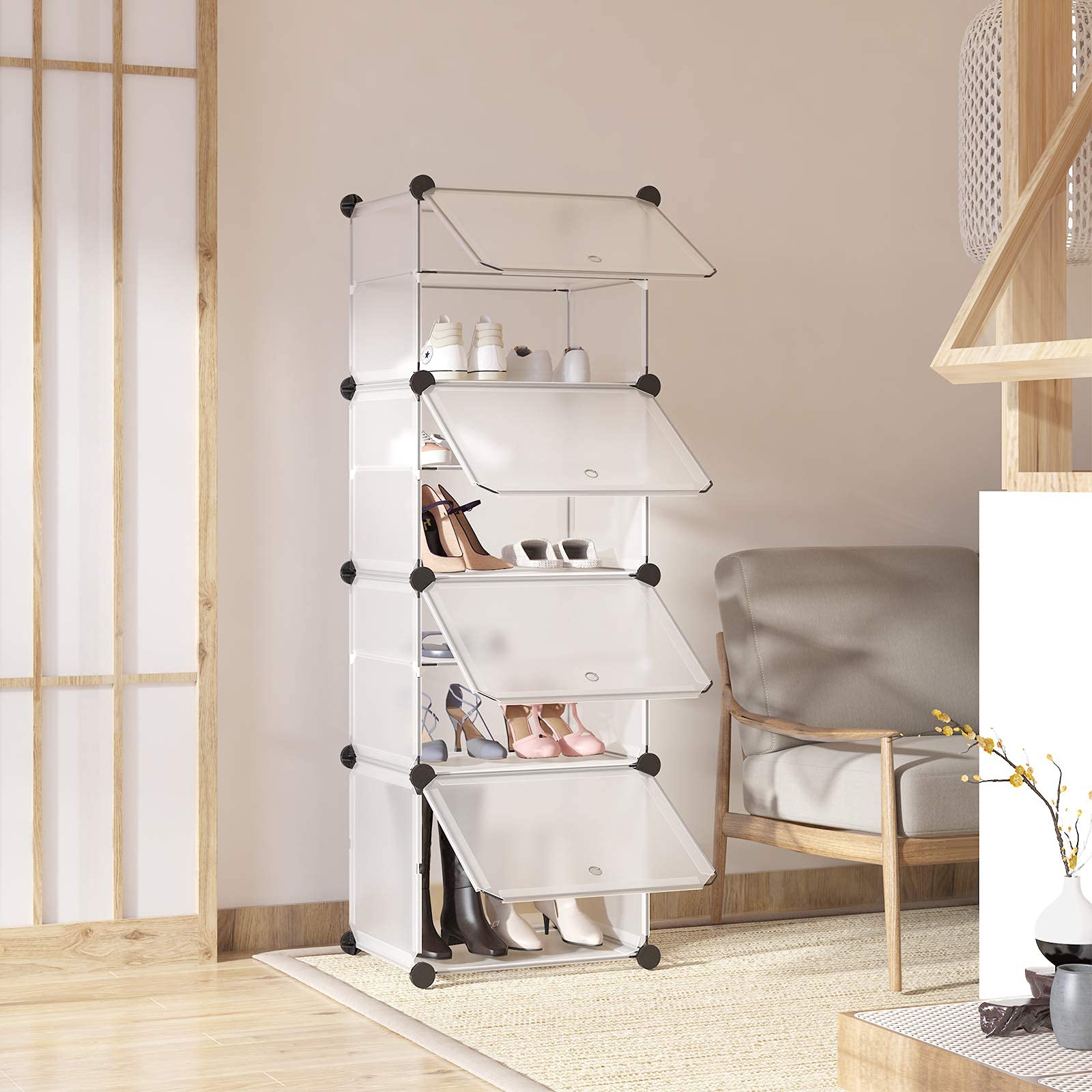 NATRKE シューズラック8段 オープンラック オープンシェルフ シューズ収納ラック 靴棚 下駄箱 玄関収納..