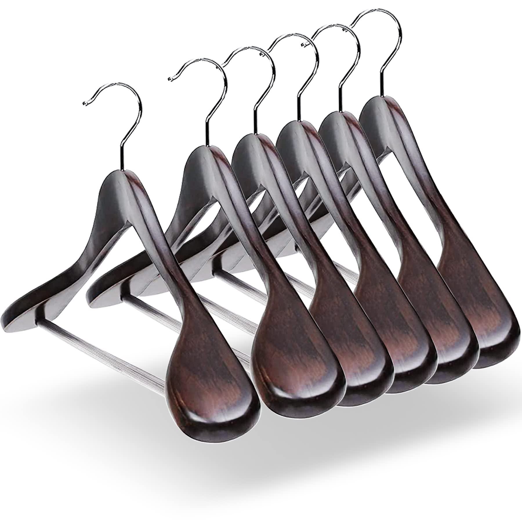 木製ハンガー 6本セット 衣類ハンガー 洋服ハンガー スーツ・ジャケット・コート用 メンズ レディース すべらない 360度回転