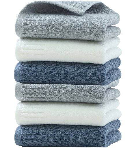 TMVOK フェイスタオル 6枚セット無地 タオル おしゃれ 北欧風 綿100% 吸水速乾 35*70cm 抗菌防臭 大判 家庭用、ホテル、業務用、スポーツなどにも最適 四季通用(ホワイト2枚 、ブルー2枚、グレー2枚) TMVOK フェイスタオル 6枚セット無地 タオル おしゃれ 北欧風 綿100% 吸水速乾 35*70cm 抗菌防臭 大判 家庭用、ホテル、業務用、スポーツなどにも最適 四季通用(ホワイト2枚 、ブルー2枚、グレー2枚)