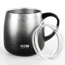 TYESO 真空断熱マグカップ ステンレスマグ マグボトル カフェマグ 蓋付き 保温保冷 直接ドリップ 最新デザイン 日本限定 473ml (ブラック)