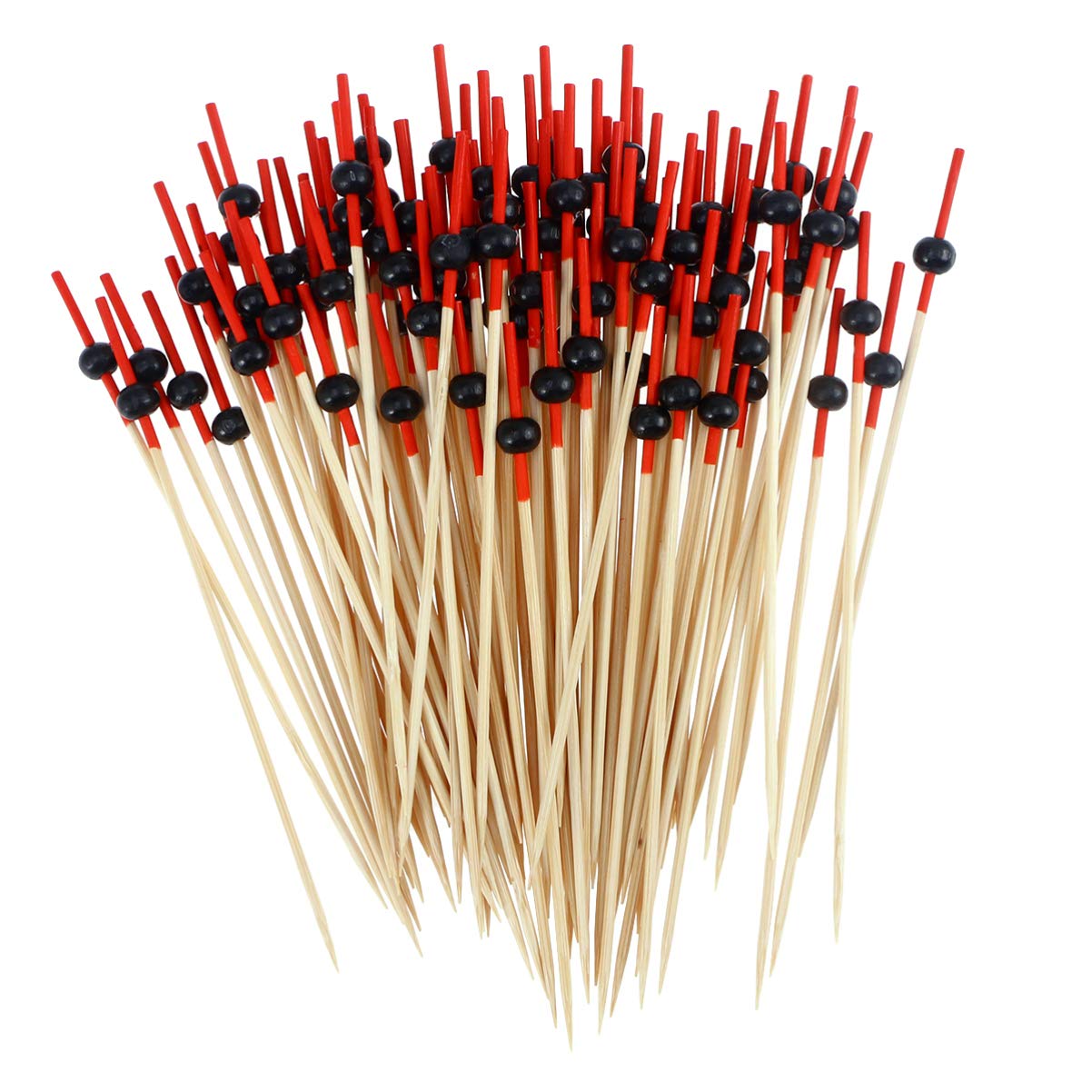 WINOMO カクテルピック カクテルピン フルーツピック ケーキトッパー ピック 菓子 果物 飾り パーティー用 約100本セット （ 黒のフラットビーズ ）