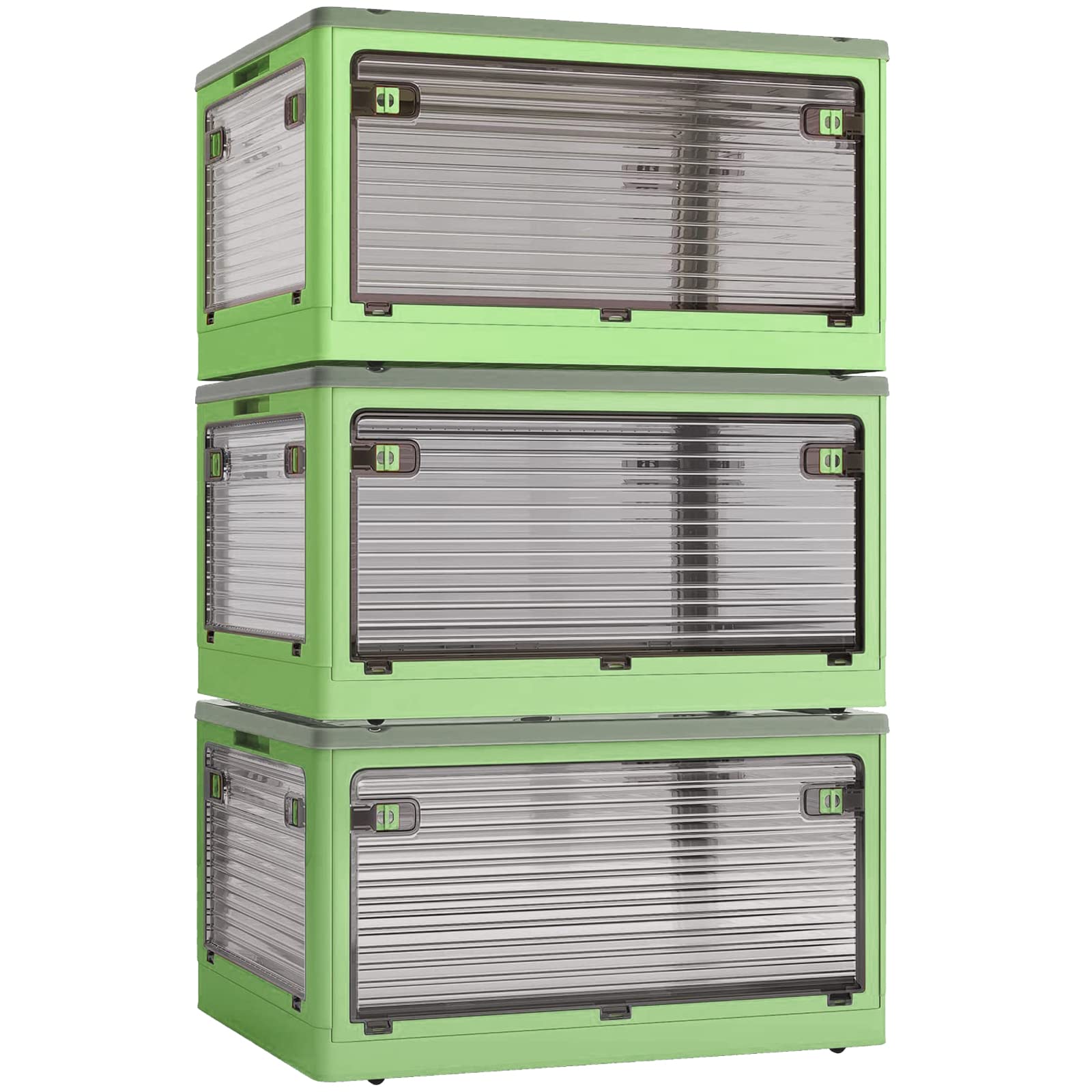 X XUNTAO【収納ボックス 折りたたみ】蓋付き 積み重ね 全方向から取り出せる 3個セット 収納ケース 衣類 布団 おもちゃ 小物 収納 折り畳み コンテナ ボックス 大型 プラスチック キャスター付き おしゃれ 多機能 防塵 防カビ 防湿 無臭 透明 厚み 強い耐荷重 大容量 家